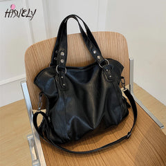 Green Shoulder Bag Large Capacity Soft Leather Crossbody Handbag Travel Tote