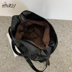 Green Shoulder Bag Large Capacity Soft Leather Crossbody Handbag Travel Tote