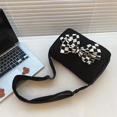 Plaid Crossbody Bag Canvas Shoulder Bow Portable Bag Kpop Waist Packs