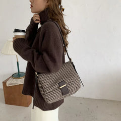 Women Lattice Shoulder Crossbody Bag Portable Clutch Tide