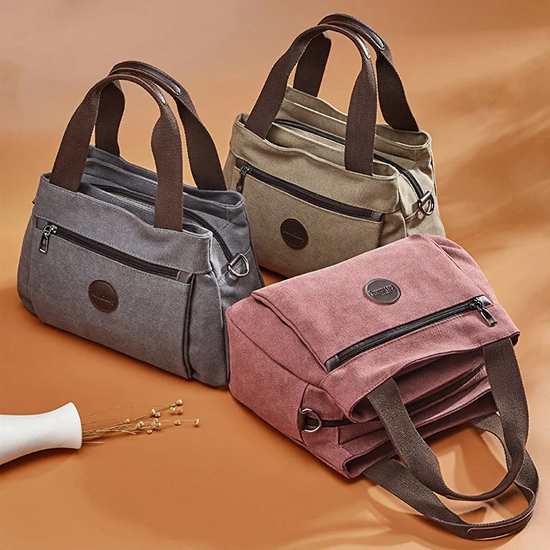 Large Pocket Casual Tote Women's Handbags Shoulder Handbags Canvas Capacity Bags
