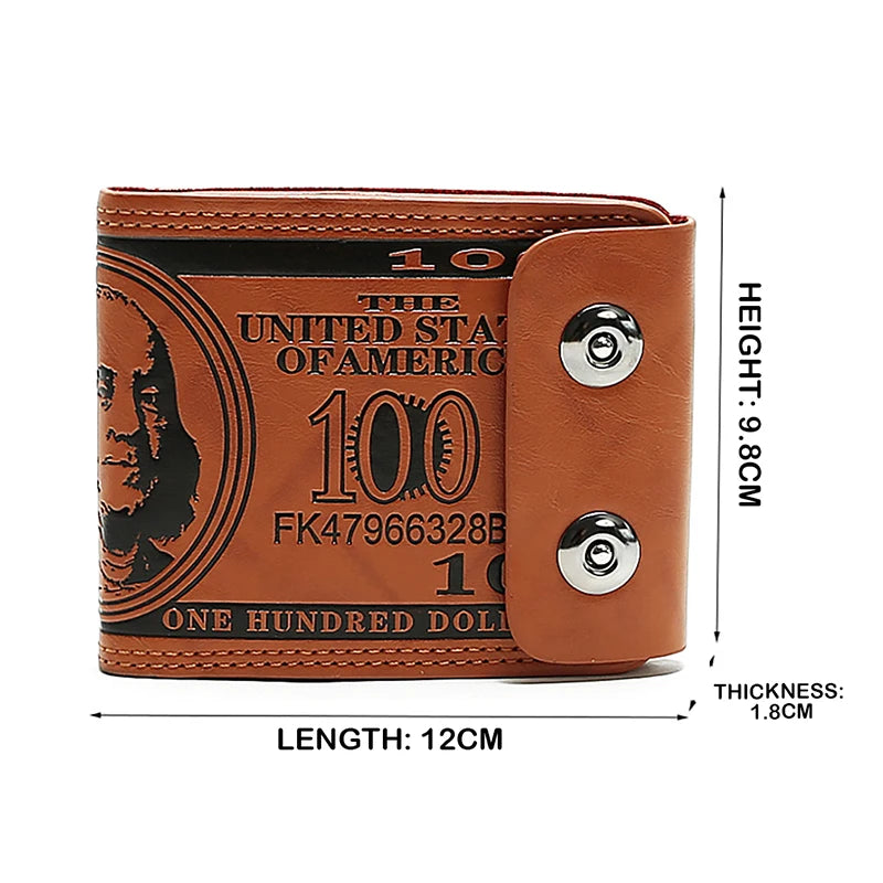 Men's Short Wallet Magnetic Buckle Hundred Dollar Bill Wallet