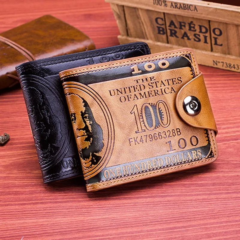 Men's Short Wallet Magnetic Buckle Hundred Dollar Bill Wallet
