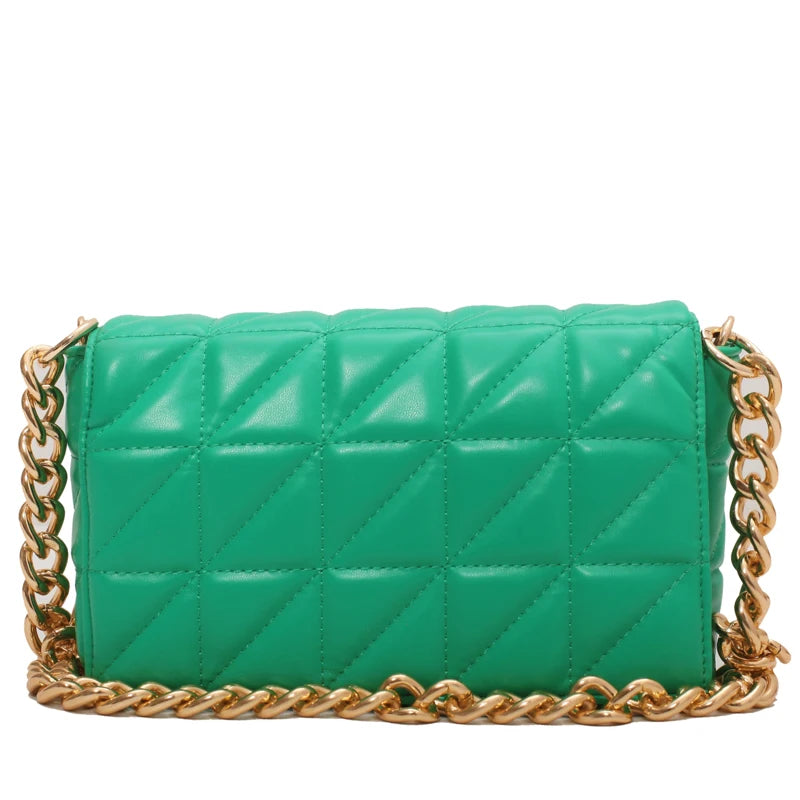 Leather Shoulder Bag Rhombus Chain Purse Women Crossbody Phone Bag