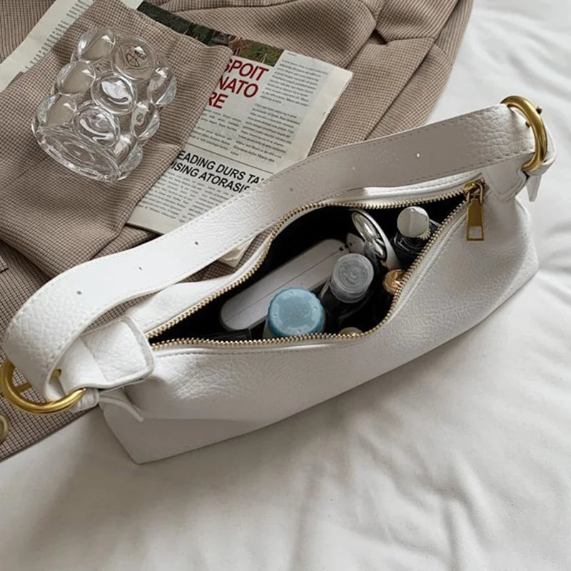 Women Soft PU Leather Axillary Bags Shoulder Bags Brown Crossbody Bags