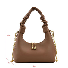Pleated Handlebag Women Hobo Bags Retro Casual Shopping Chain Bag