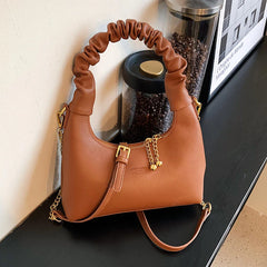 Pleated Handlebag Women Hobo Bags Retro Casual Shopping Chain Bag