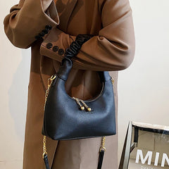 Pleated Handlebag Women Hobo Bags Retro Casual Shopping Chain Bag