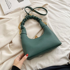 Pleated Handlebag Women Hobo Bags Retro Casual Shopping Chain Bag