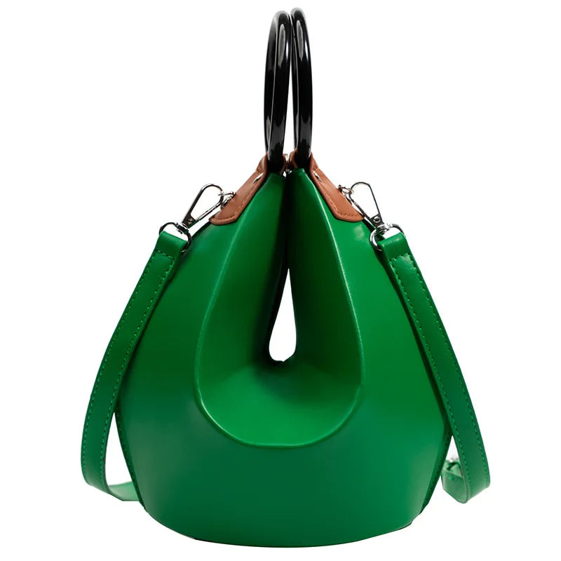 Bucket Shape Women Shoulder Bags Tote Messenge Bag Leather Crossbody Bag