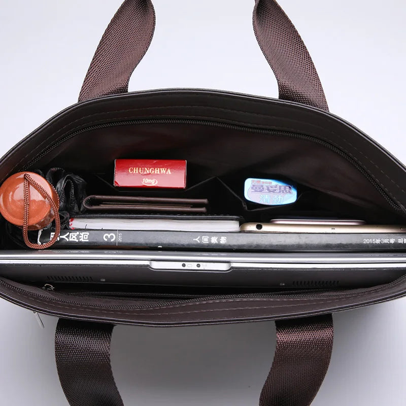 Men's PU Leather Business Briefcase Laptop Shoulder Bag