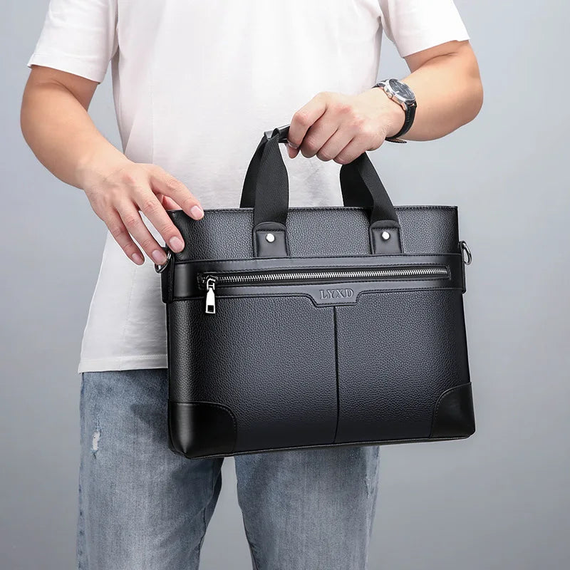 Men's PU Leather Business Briefcase Laptop Shoulder Bag
