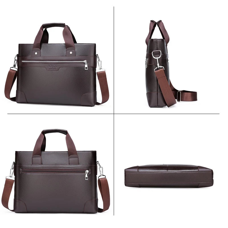 Men's Leather Business Shoulder Bag Laptop Handbag