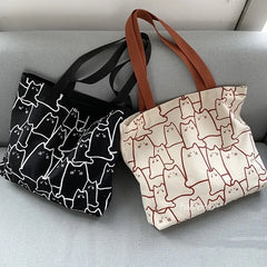 Canvas Cats Handbag Tote Bag Japanese Style Small Eco Shoulder Bag
