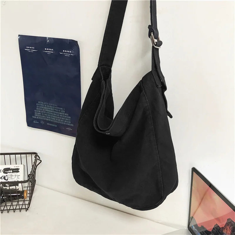 Canvas Shoulder Bags Unisex Solid Crossbody Bags
