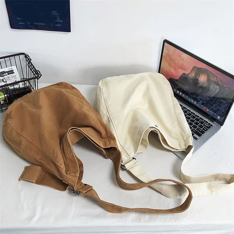 Canvas Shoulder Bags Unisex Solid Crossbody Bags