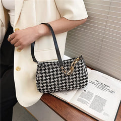 Leopard Lattice Zipper Shoulder Bag for Women