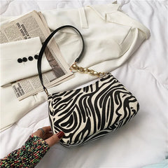 Leopard Lattice Zipper Shoulder Bag for Women