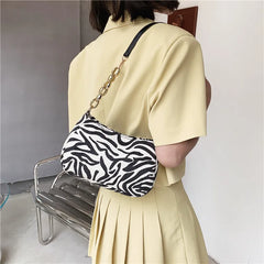 Leopard Lattice Zipper Shoulder Bag for Women