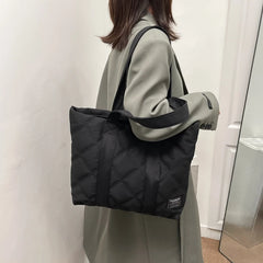 Canvas Shopper Shoulder Bag for Women Soft Cotton Capacity Shopping Bags Female