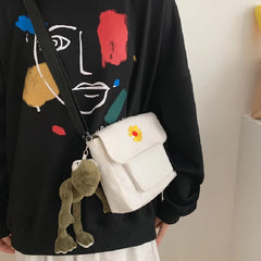Canvas Crossbody Bags Youth Vertical Shoulder Bag Solid Wom