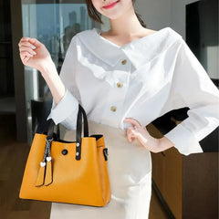Yellow Leather Crossbody Bag for Women KL717