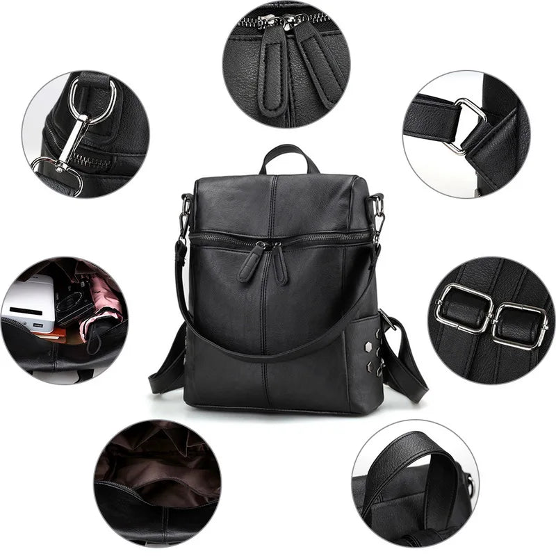 Vintage Waterproof Backpack for Women Large Capacity Shoulder Bag
