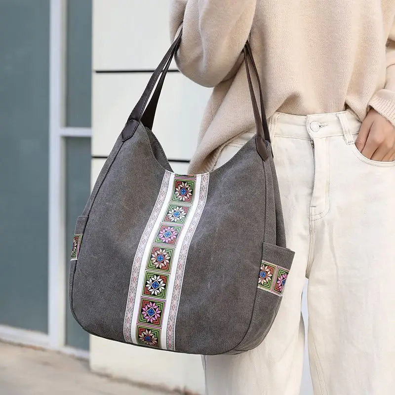 Casual Cotton Tote Vintage Canvas Bag for Women KL831