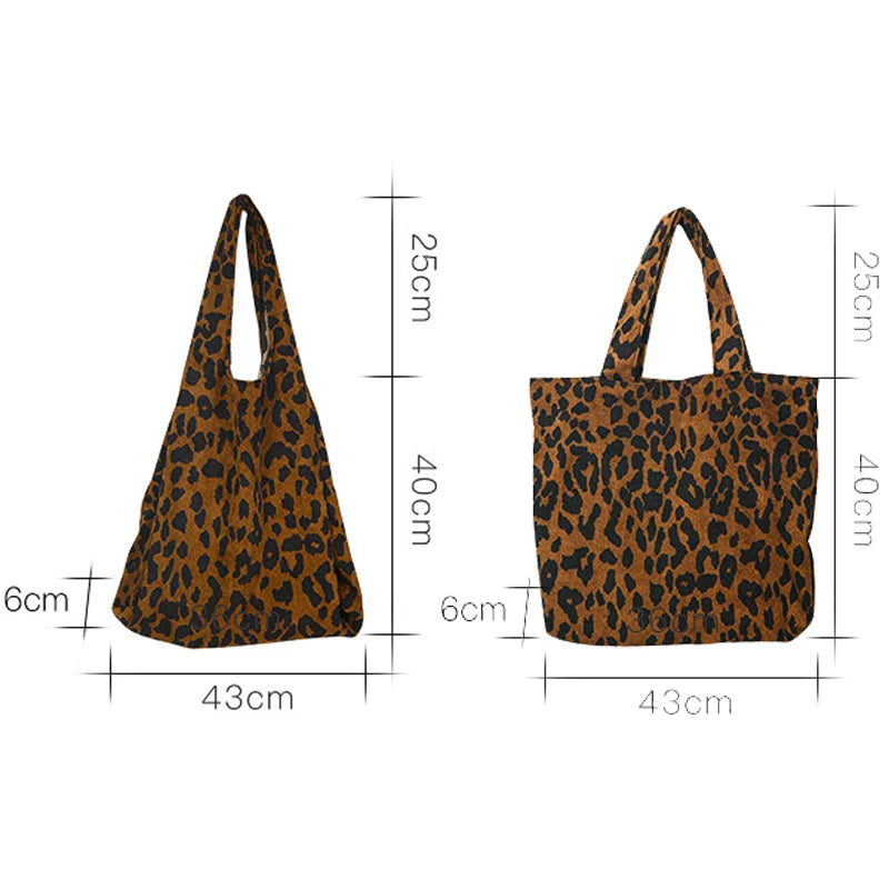 Leopard Print Tote Bag Ladies Shoulder Handbag Casual Large Capacity