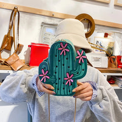 Stylish Cactus Crossbody Bag for Women Small PU Leather Handbag