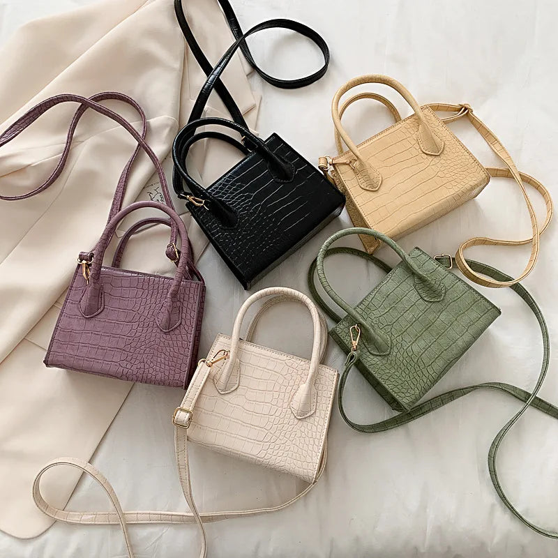 Crocodile Pattern PU Leather Crossbody Bag Chain Shoulder Handbag Mini Purse