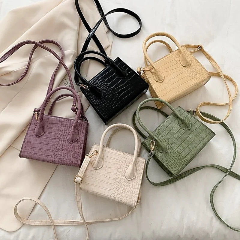Crocodile Pattern PU Leather Crossbody Bag for Women Chain Shoulder Handbag