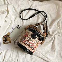 Cartoon Tote Bag Bear Graffiti Bucket Bags for Women