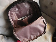 Plush Faux Fur Backpack w/ Heart Pendant - Pink