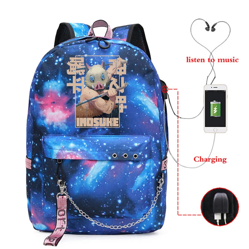 Demon Slayer Anime Travel Bag Teenagers Unisex Harajuku School Sports Bag