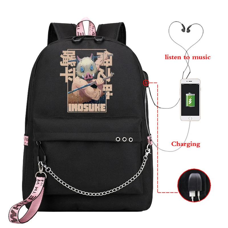 Demon Slayer Anime Travel Bag Teenagers Unisex Harajuku School Sports Bag