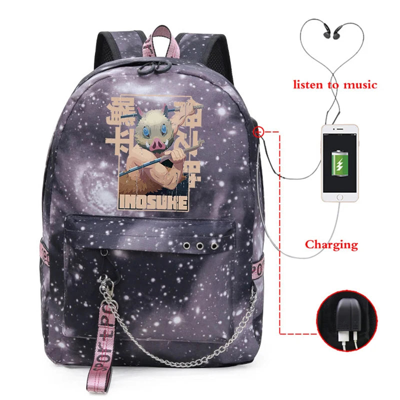 Demon Slayer Anime Travel Bag Teenagers Unisex Harajuku School Sports Bag
