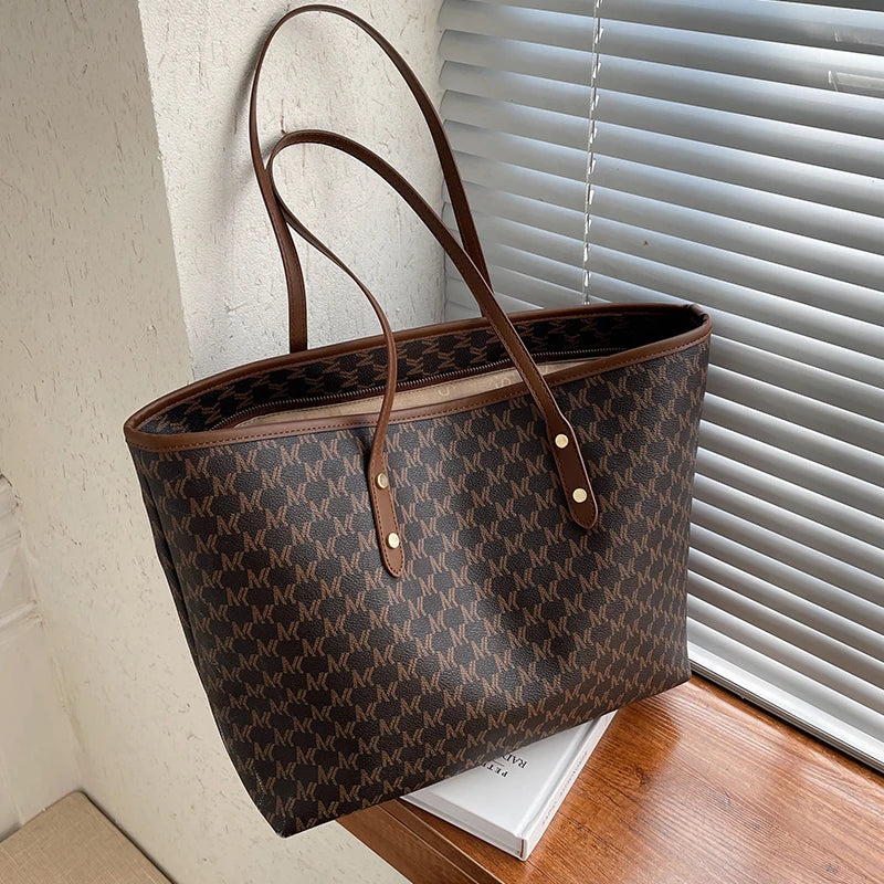 High-Quality Shoulder Bag with Large Capacity Print Handbag Texture Tote Bag