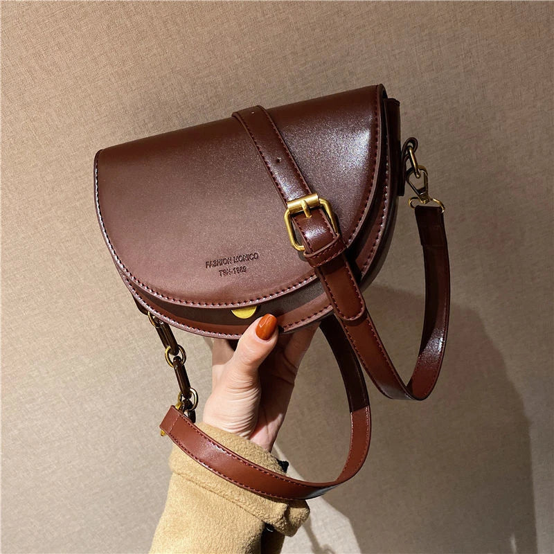 Brown Leather Crossbody Bag for Women Vintage Shoulder Handbags