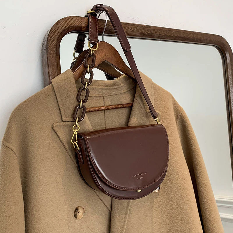 Brown Leather Crossbody Bag for Women Vintage Shoulder Handbags