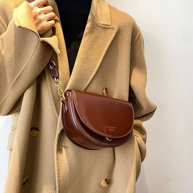 Brown Leather Crossbody Bag for Women Vintage Shoulder Handbags