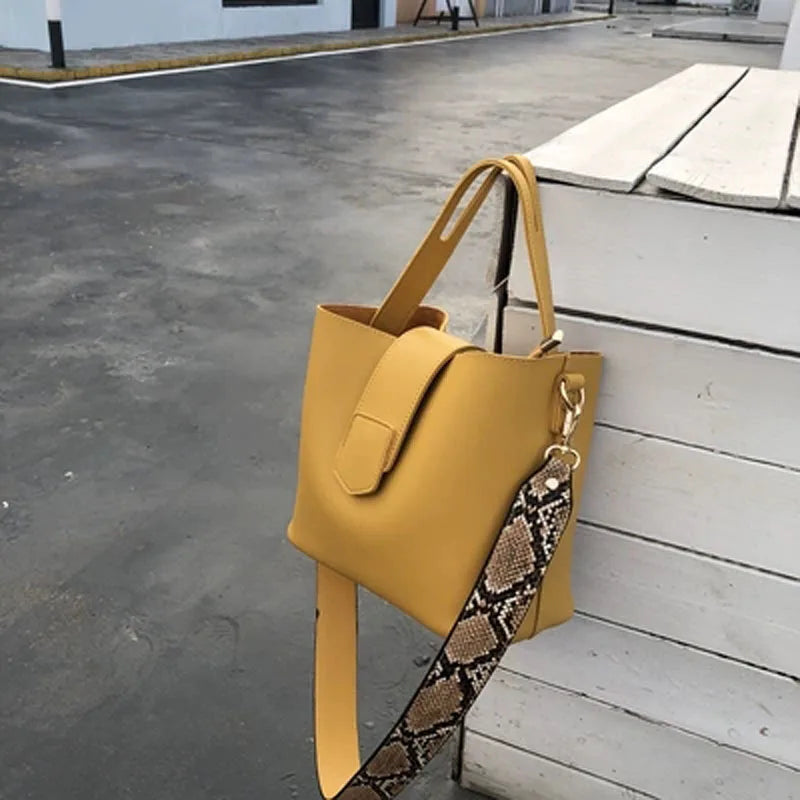 High Leather Bucket Bag Tote Women Messenger Bags