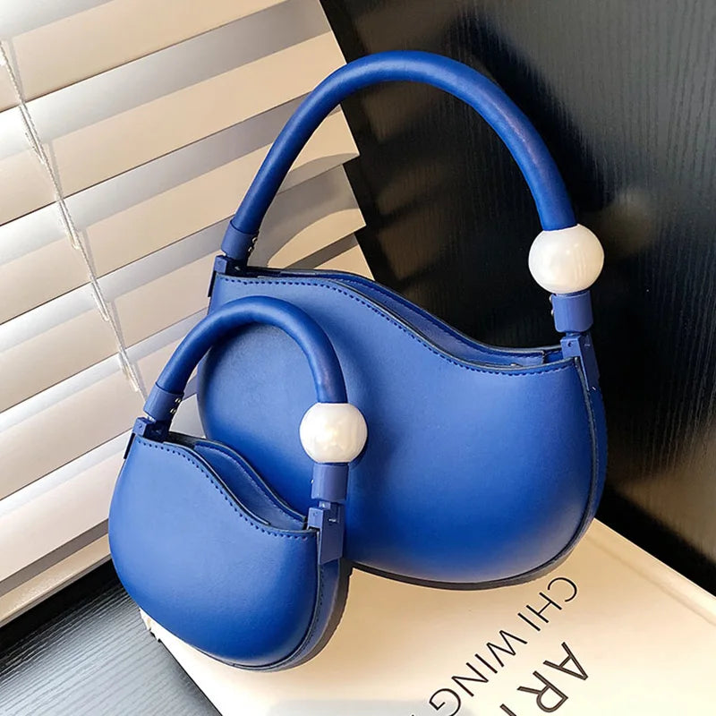 Women Half Moon Axillary Bags Evening Party Clutch Small Handbags Green Orange