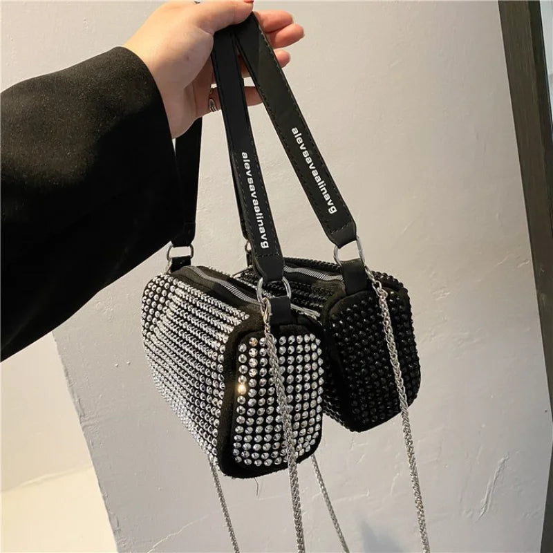 Diamonds High Women Handbag Messenger Bag Soft Pu Leather Crossbody Bags