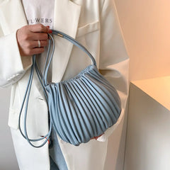 Green PU Leather Folds Shoulder Bag Women Handbags