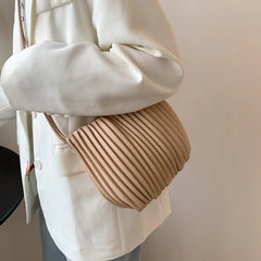 Green PU Leather Folds Shoulder Bag Women Handbags