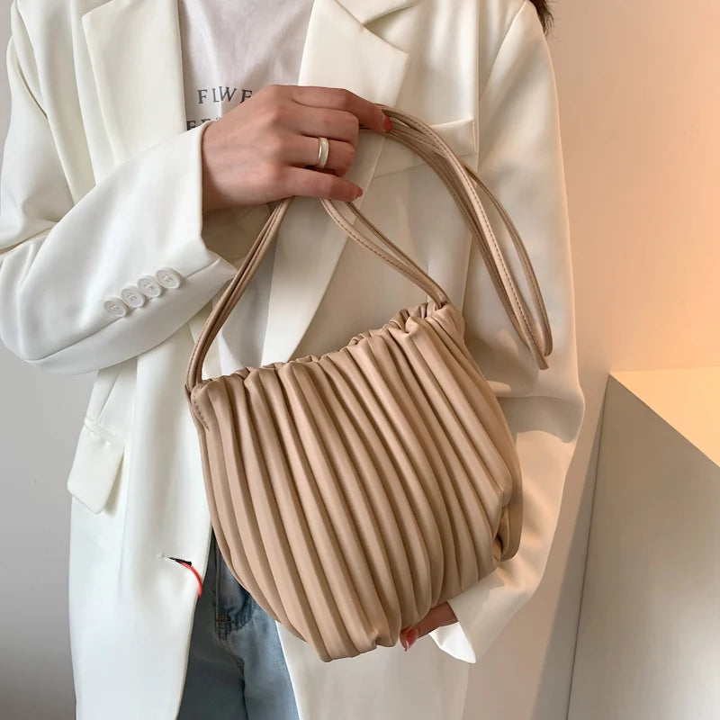 Green PU Leather Folds Shoulder Bag Women Handbags