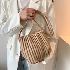 Green PU Leather Folds Shoulder Bag Women Handbags