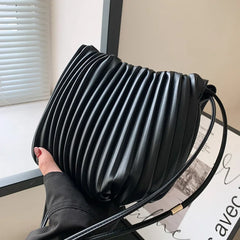 Green PU Leather Folds Shoulder Bag Women Handbags