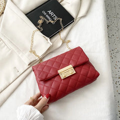 Embroidered Crossbody Bag Ladies Chain Rhombic Small Inclined Span Bag